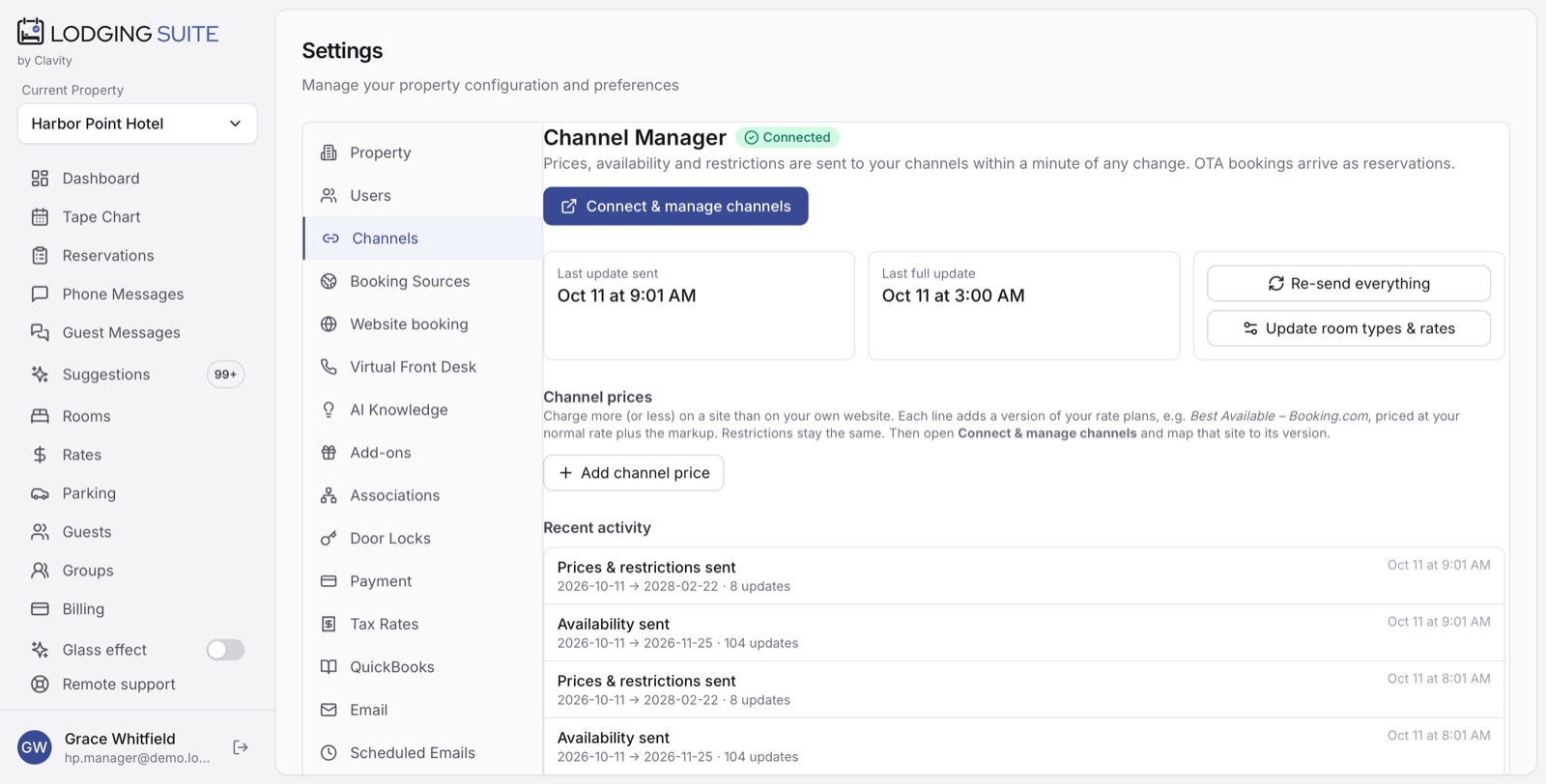 Channel Manager connected